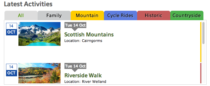 activities tabbed module
